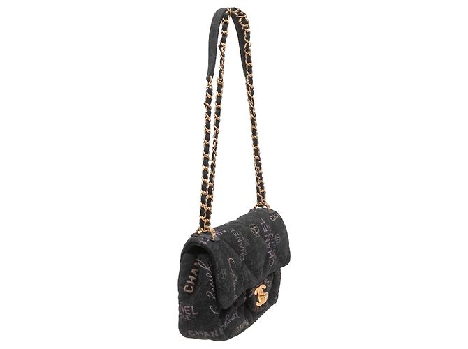 Borsa a patta Chanel Denim Mood Nera & Rosa - vista 2