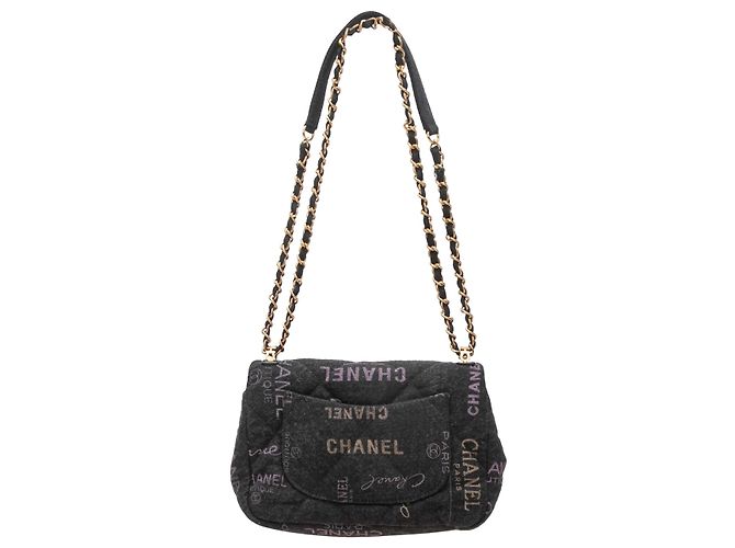 Borsa a patta Chanel Denim Mood Nera & Rosa - vista 3