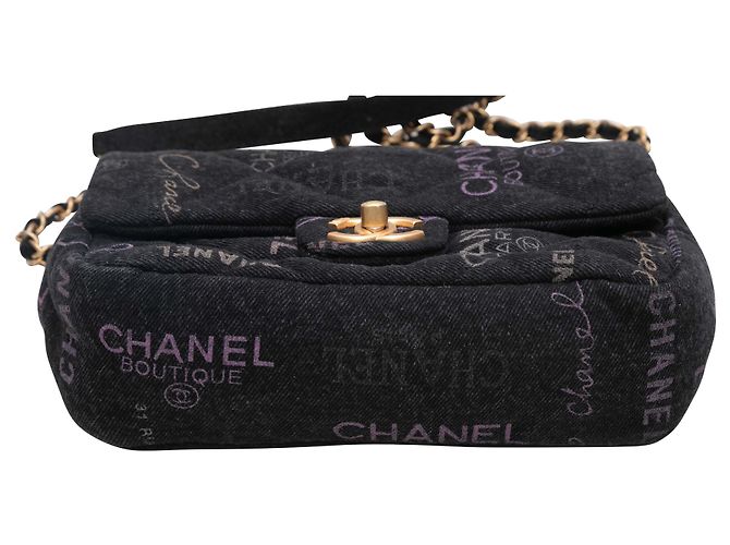 Borsa a patta Chanel Denim Mood Nera & Rosa - vista 4