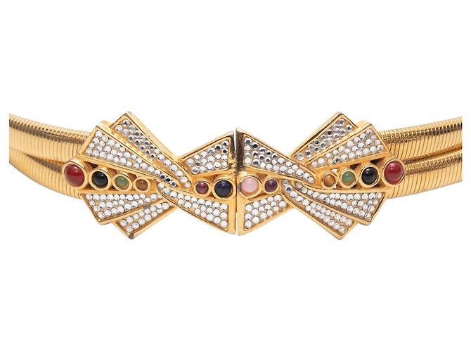 Judith Leiber verzierter Stretch-Gürtel in Goldton & Multicolor Größe US S - Ansicht 2