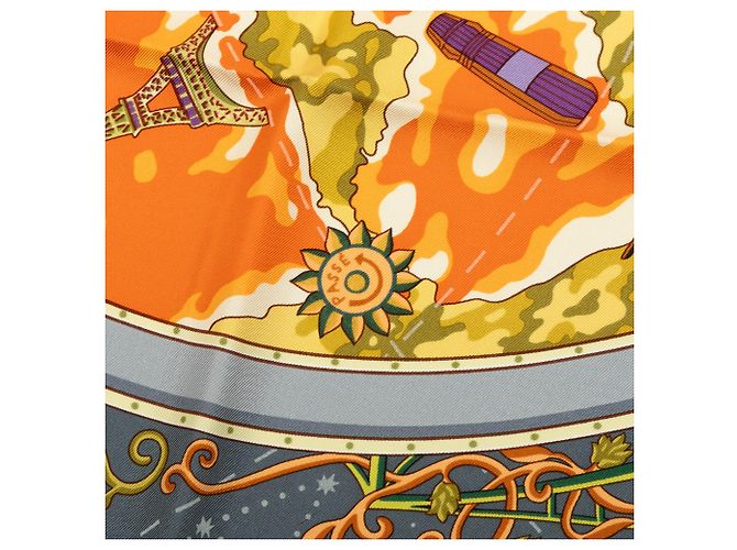 Pañuelo de seda Hermès World Map Gris 90 - vista 4