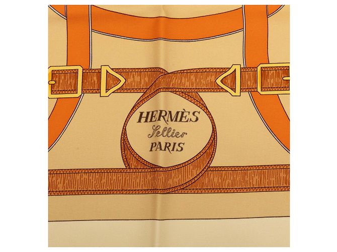 Carré di seta Hermès Eperon D'Or Beige 90 Scarves - vista 3
