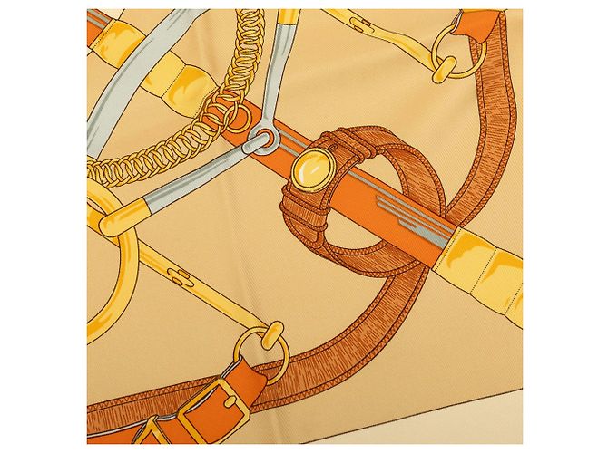 Carré di seta Hermès Eperon D'Or Beige 90 Scarves - vista 6