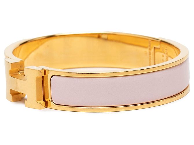 Bracciale Clic H PM stretto in smalto rosa Hermès - vista 2