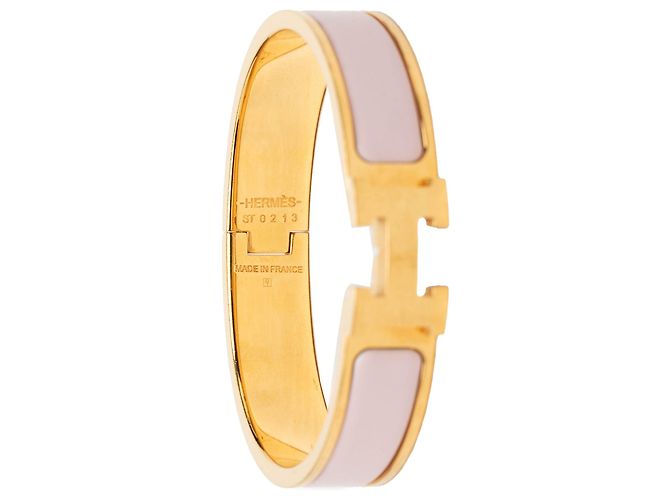 Bracciale Clic H PM stretto in smalto rosa Hermès - vista 4