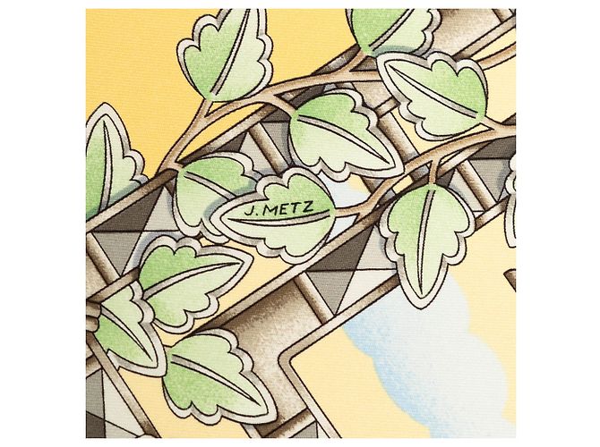 Pañuelo de seda Hermès Envol Amarillo 90 - vista 7