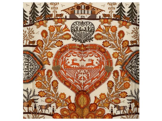 Foulard di seta Hermès Decoupages Bianco 90 - vista 2