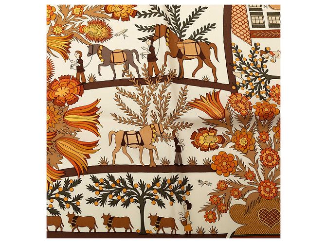 Foulard di seta Hermès Decoupages Bianco 90 - vista 3