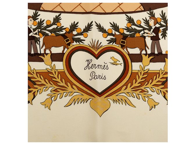 Foulard di seta Hermès Decoupages Bianco 90 - vista 5