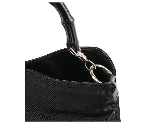Bamboo Gucci 001 1638 Borsa 2-Way in Nylon Nero e Bambù - vista 10