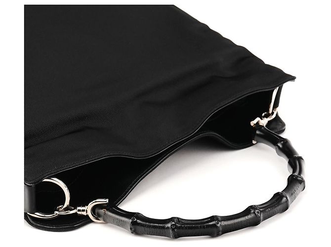 Bamboo Gucci 001 1638 Borsa 2-Way in Nylon Nero e Bambù - vista 9