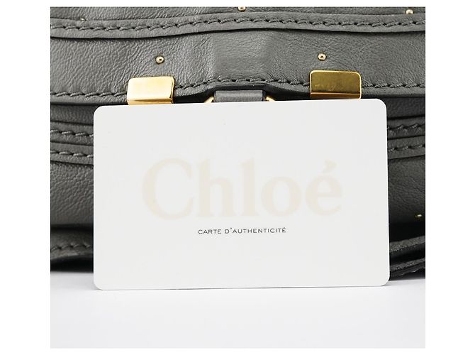 Chloé Borsa 2-Way Marcie in pelle borchiata grigia - vista 15