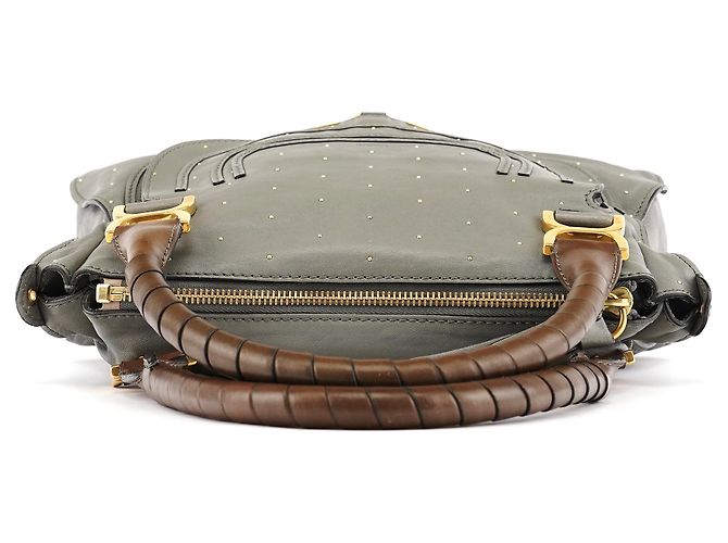 Chloé Borsa 2-Way Marcie in pelle borchiata grigia - vista 4