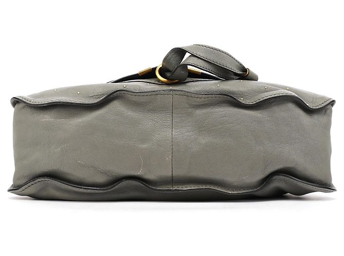 Chloé Borsa 2-Way Marcie in pelle borchiata grigia - vista 5