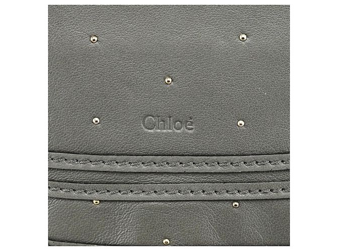 Chloé Borsa 2-Way Marcie in pelle borchiata grigia - vista 6