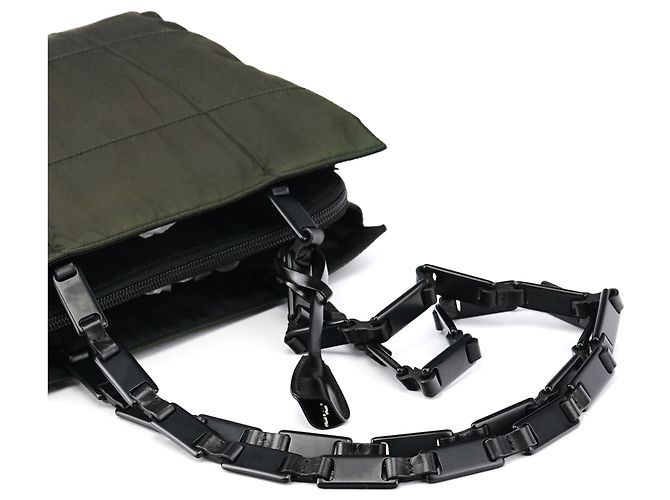 Prada B8353 Borsa Tote Tessuto Impuntu Verde Scuro con Tracolla a Catena - vista 10