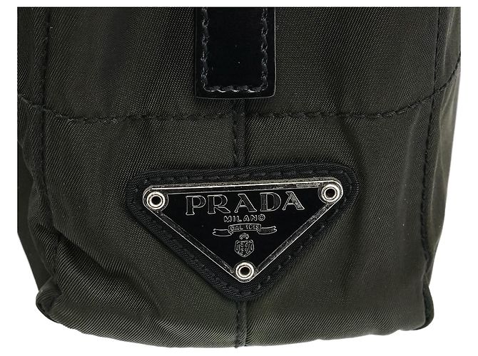 Prada B8353 Borsa Tote Tessuto Impuntu Verde Scuro con Tracolla a Catena - vista 5
