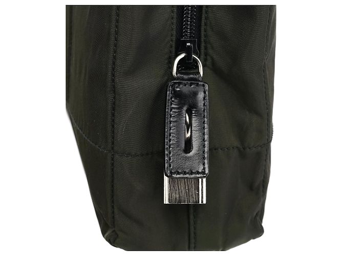 Prada B8353 Borsa Tote Tessuto Impuntu Verde Scuro con Tracolla a Catena - vista 7