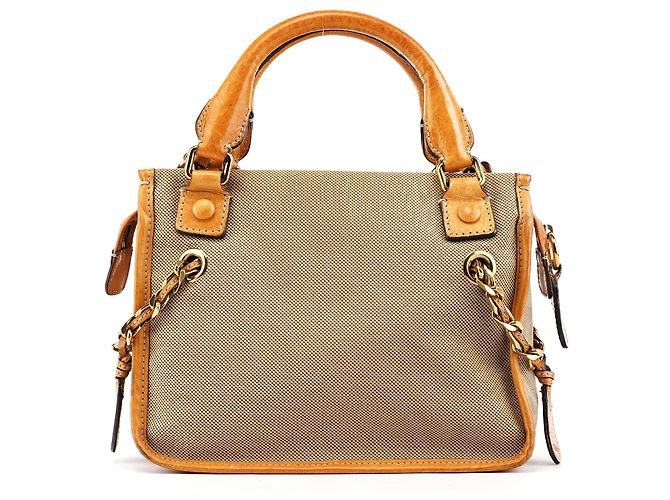 Chloé Borsa Tote Harley in tela beige tan - vista 3