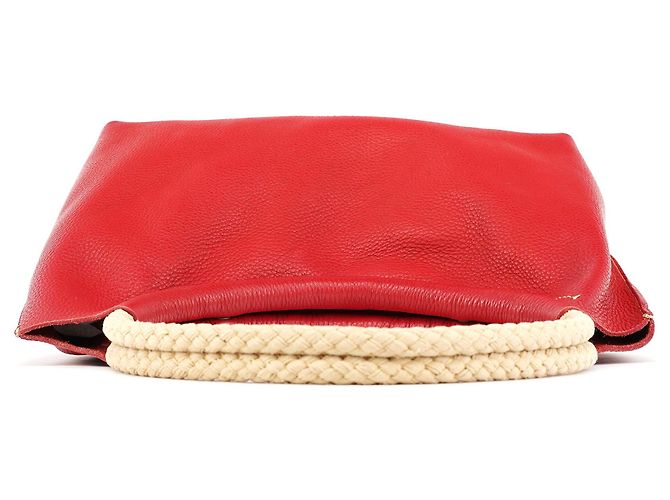 Miu Miu Borsa a tracolla in pelle martellata rossa con corda - vista 4