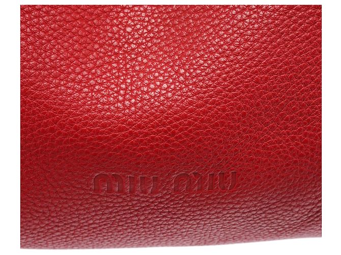 Miu Miu Borsa a tracolla in pelle martellata rossa con corda - vista 6