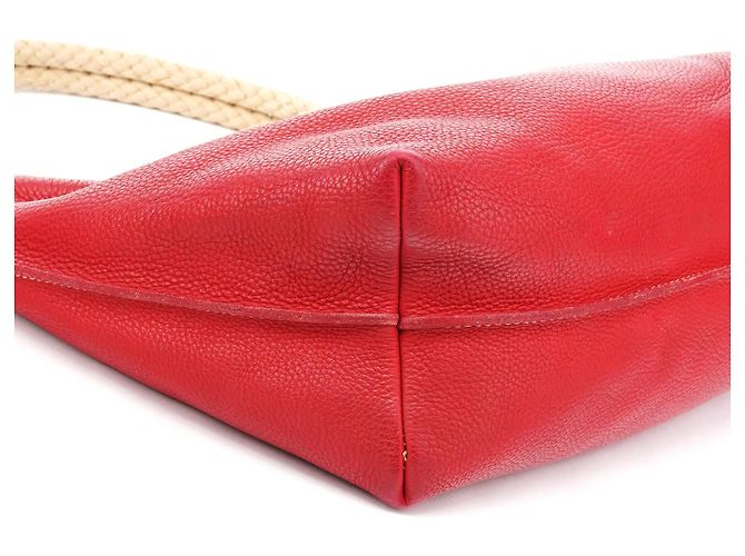 Miu Miu Borsa a tracolla in pelle martellata rossa con corda - vista 7