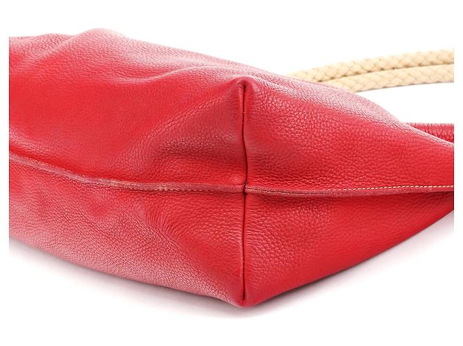 Miu Miu Borsa a tracolla in pelle martellata rossa con corda - vista 8