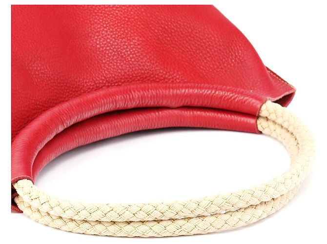 Miu Miu Borsa a tracolla in pelle martellata rossa con corda - vista 9