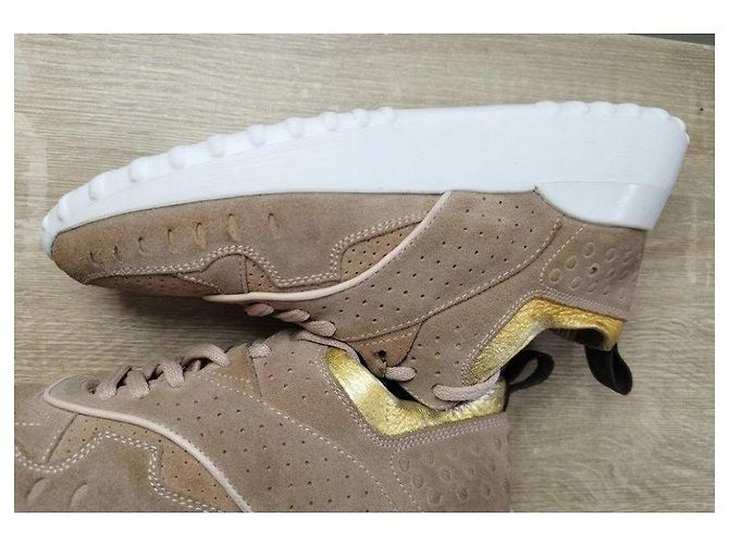Sneakers Tod's in camoscio beige e oro - vista 2