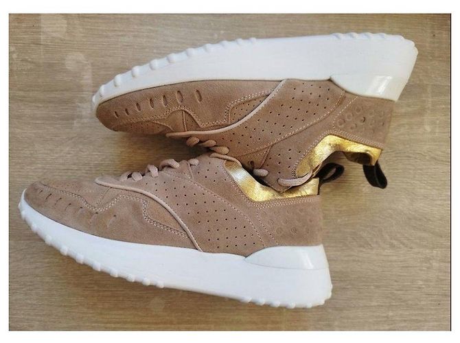 Sneakers Tod's in camoscio beige e oro - vista 3