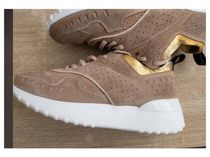 Sneakers Tod's in camoscio beige e oro - vista 4