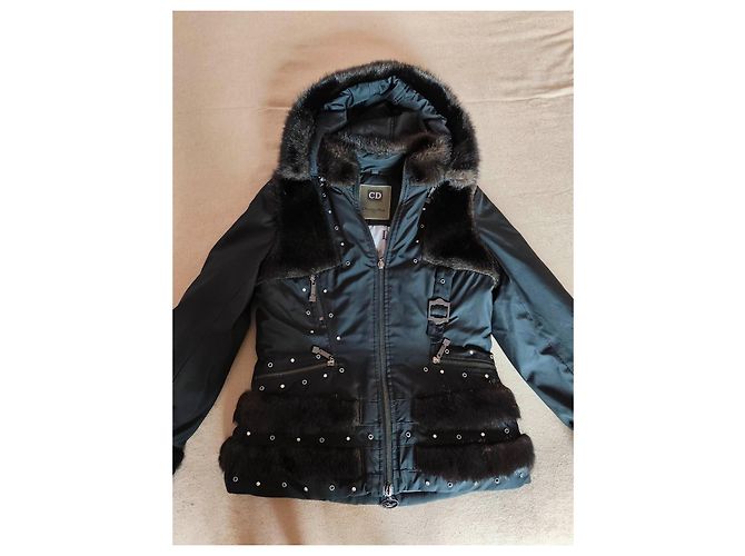 Christian Dior Giacca Nera in Cotone e Lycra con Pelliccia Sintetica - vista 3