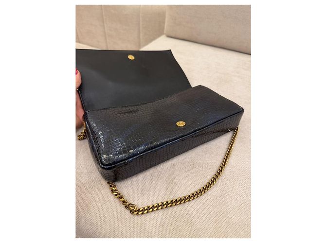 Autre Marque Saint Laurent Pochette Cassandre in pelle nera - vista 7