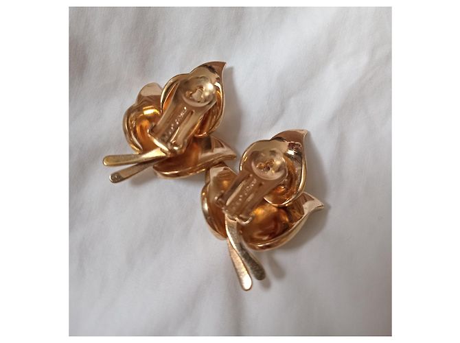 Christian Dior Orecchini Foglia 3D Oro e Smalto Nero - vista 11