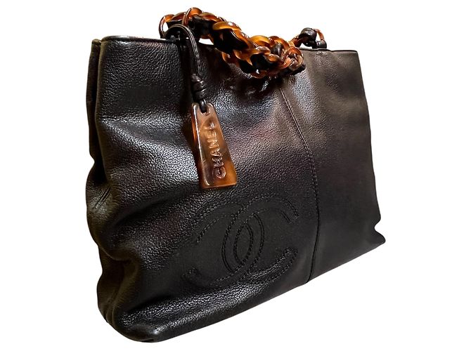 Borsa Tote Chanel CC 1997 in pelle di vitello e catena tartarugata - vista 2
