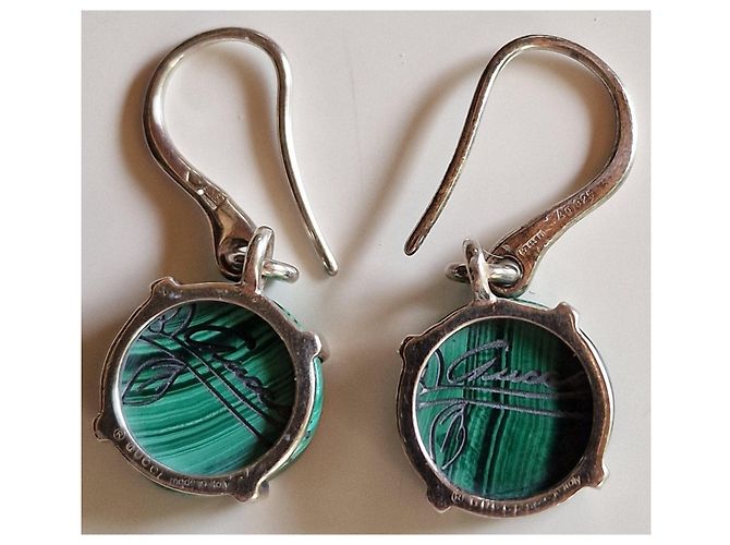 Gucci Flora Orecchini pendenti in malachite e argento - vista 2