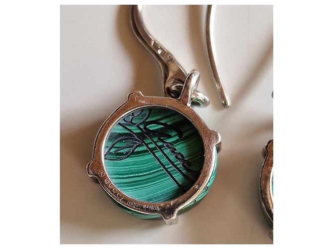 Gucci Flora Orecchini pendenti in malachite e argento - vista 3