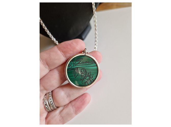 Collana Gucci Flora con pendente in malachite e argento - vista 2