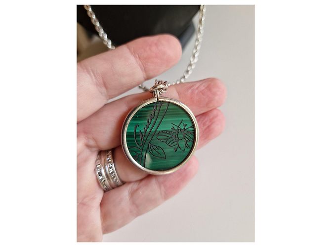 Collana Gucci Flora con pendente in malachite e argento - vista 3