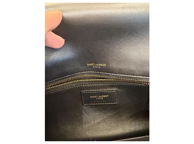 Saint Laurent Pochette Kate Monogramme Pelle Nera effetto Croco - vista 11