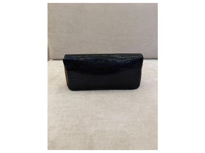 Saint Laurent Pochette Kate Monogramme Pelle Nera effetto Croco - vista 2