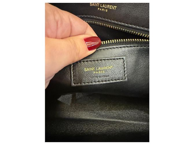 Saint Laurent Pochette Kate Monogramme Pelle Nera effetto Croco - vista 7