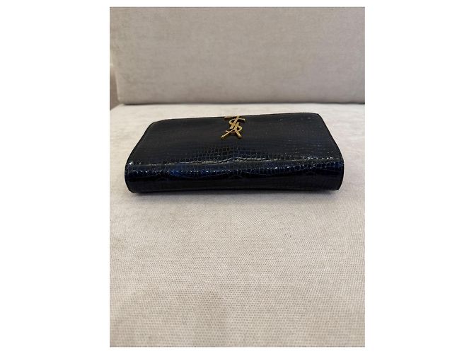 Saint Laurent Pochette Kate Monogramme Pelle Nera effetto Croco - vista 9