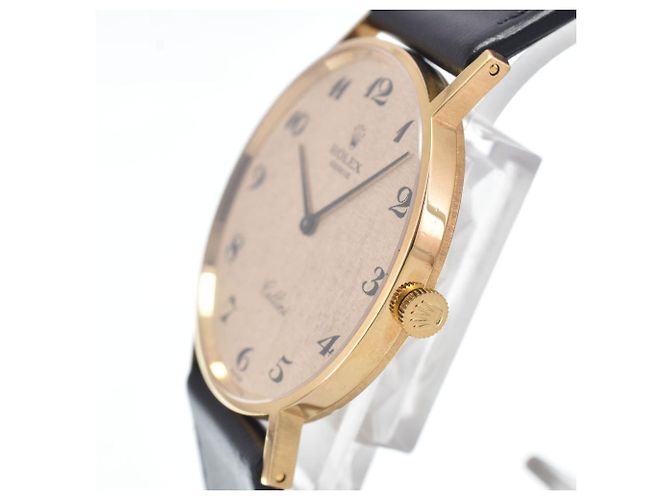 Rolex Cellini Round Quartz Yellow Gold and Alligator 25 - vista 3