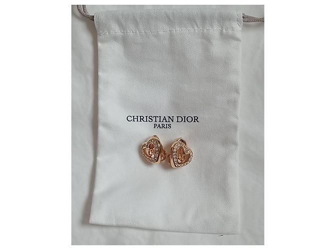 Christian Dior Orecchini a Cuore Placcati Oro con Strass - vista 2