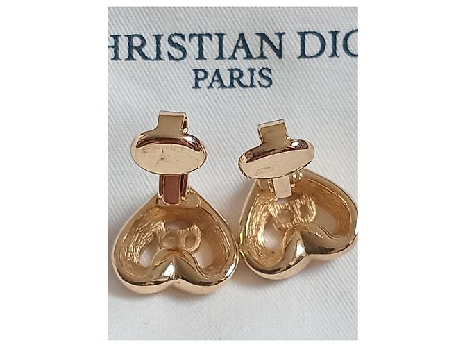 Christian Dior Orecchini a Cuore Placcati Oro con Strass - vista 7