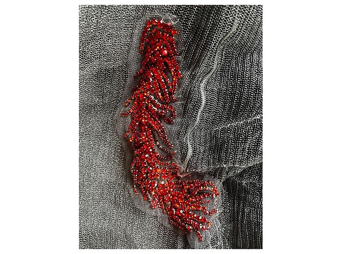 Prada Langes Kleid aus Silbernem Metallic-Strick mit Applikationen - Ansicht 3