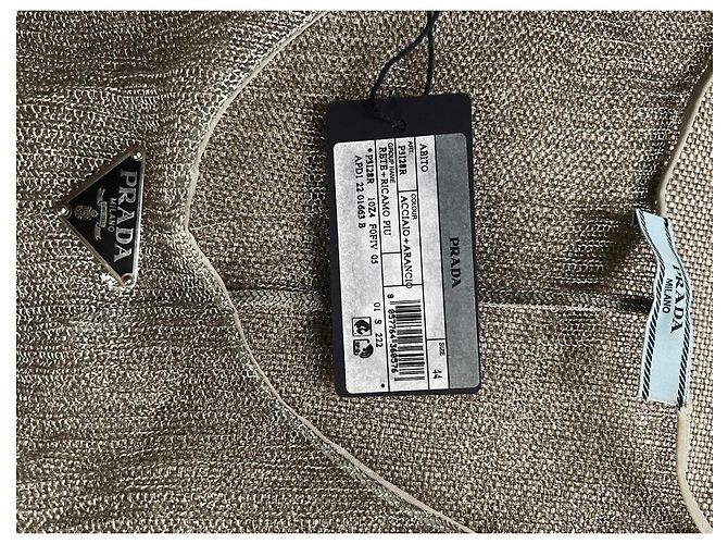 Prada Langes Kleid aus Silbernem Metallic-Strick mit Applikationen - Ansicht 5