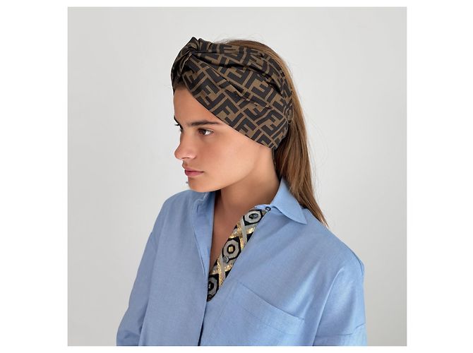 Fendi FF Monogram Turban-Stirnband Braun - Ansicht 2