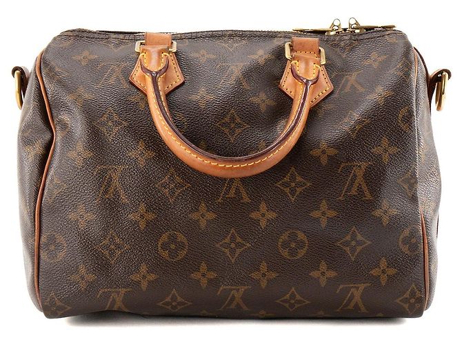 LOUIS VUITTON - Borsa a tracolla Louis Vuitton Speedy 25 in tela monogram recubierta - vista 3